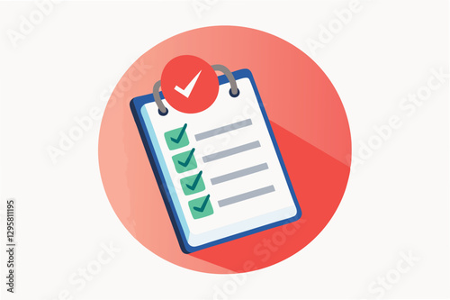 Checklist and notepad illustration with a circular background designed in minimal vector style, perfect for productivity and organization themes
