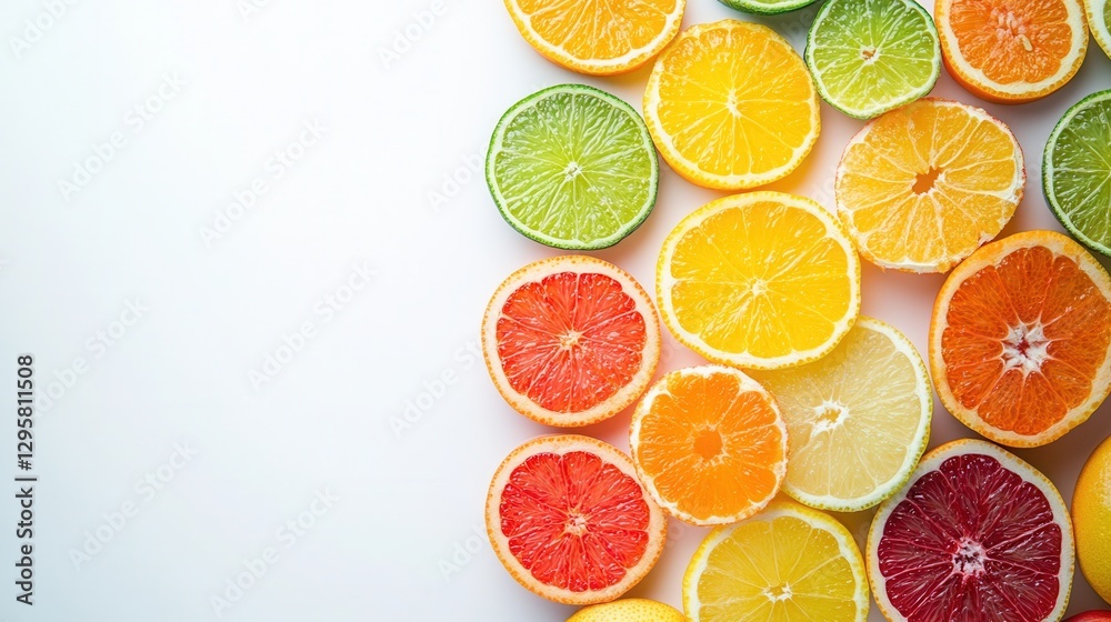 Vibrant Collection of Citrus Fruits Displayed in Overlapping Circles on a Light Background for Freshness and Healthy Living Concepts Vibrant Collection of Citrus Fruits Displayed in Overlapping Circles on a Light Background for Freshness and Healthy Living Concepts