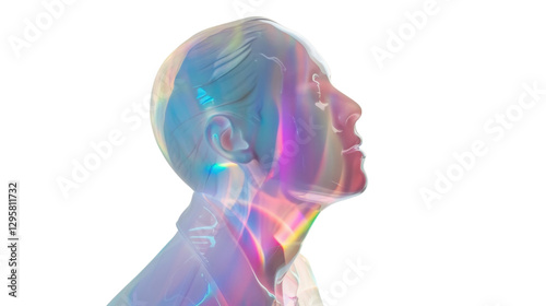 Wallpaper Mural Transparent holographic bust reflecting rainbow colors on transparent background Torontodigital.ca