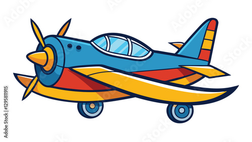 Colorful vector illustration of a minimalist airplane in motion, showcasing dynamic design and vibrant colors