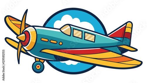 Colorful vector illustration of a minimalist airplane in motion, showcasing dynamic design and vibrant colors