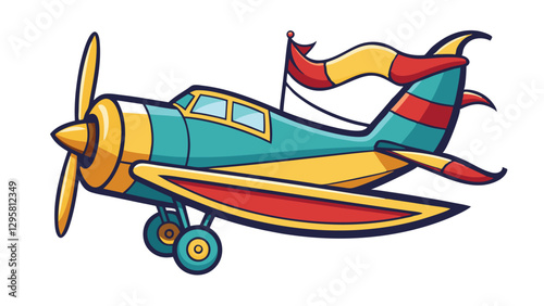 Colorful vector illustration of a minimalist airplane in motion, showcasing dynamic design and vibrant colors