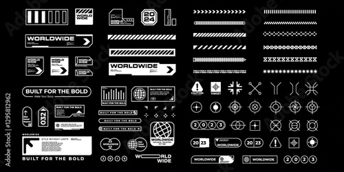 Futuristic streetwear cyberpunk interface element technology graphic vector design template