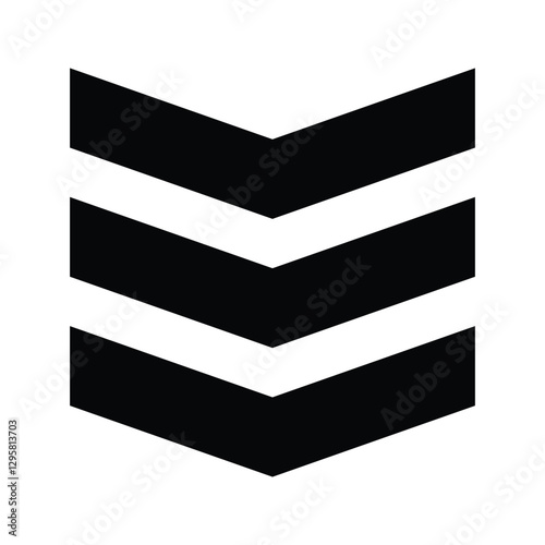 Police Rank Icon. Illustration of Police Rank Insignia With Three Downward Arrows.
