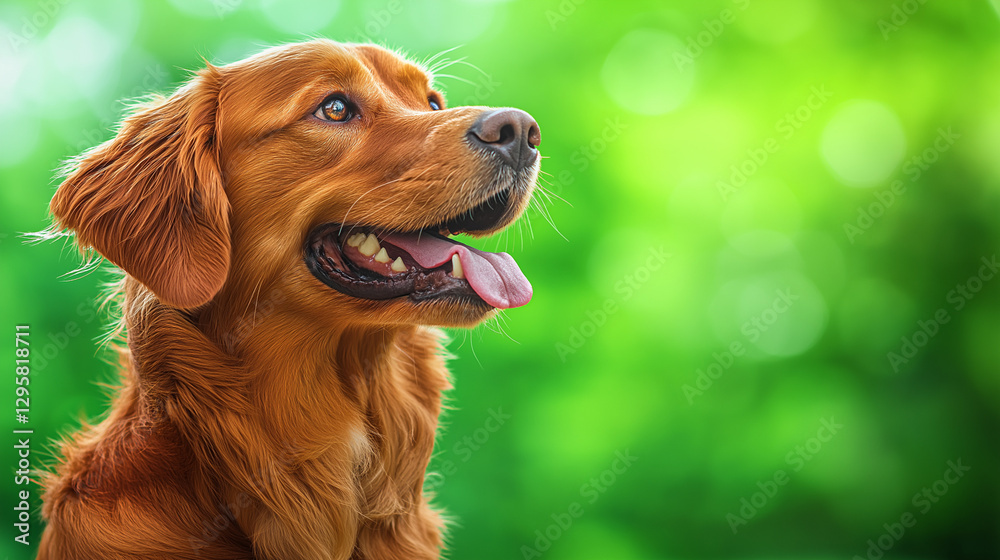 A happy Golden Retriever dog with its tongue out, looking directly at the camera against a teal background. Dog, Golden Retriever, happy, and pet themes. Ideal for pet blogs, animal websites, and hear A happy Golden Retriever dog with its tongue out, looking directly at the camera against a teal background. Dog, Golden Retriever, happy, and pet themes. Ideal for pet blogs, animal websites, and hear