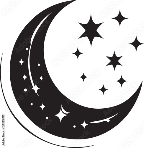 Moon & Stars Crescent Vector Clipart Set