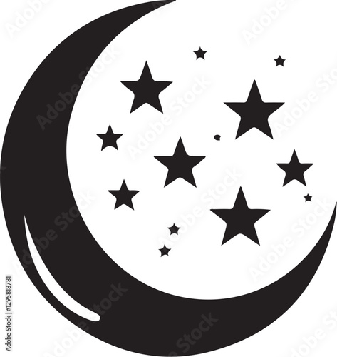 Moon & Stars Crescent Vector Clipart Set