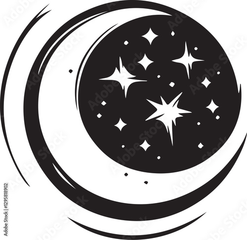 Moon & Stars Crescent Vector Clipart Set