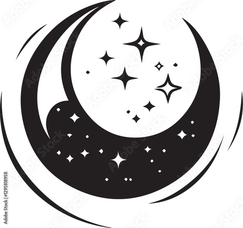 Moon & Stars Crescent Vector Clipart Set