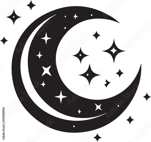 Moon & Stars Crescent Vector Clipart Set
