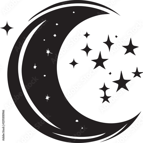 Moon & Stars Crescent Vector Clipart Set
