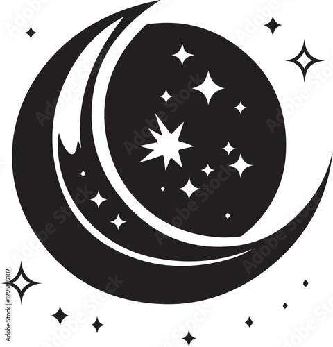 Moon & Stars Crescent Vector Clipart Set