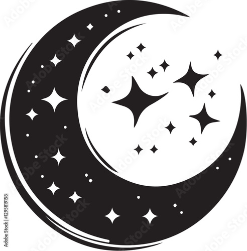 Moon & Stars Crescent Vector Clipart Set