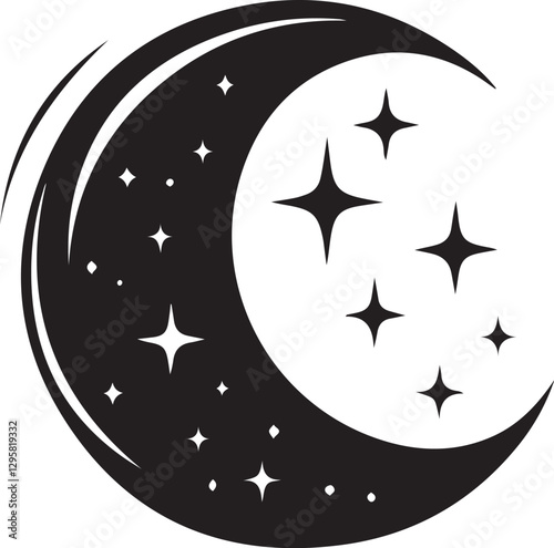 Moon & Stars Crescent Vector Clipart Set