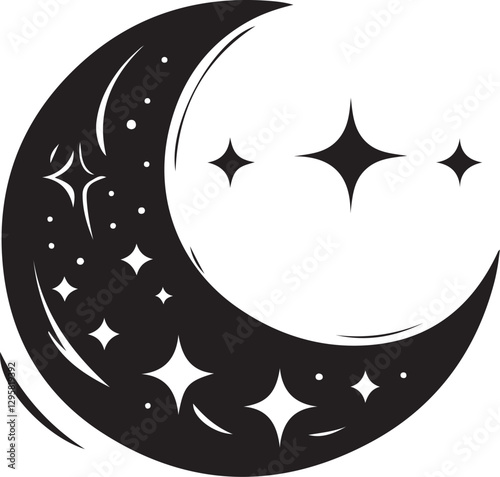 Moon & Stars Crescent Vector Clipart Set