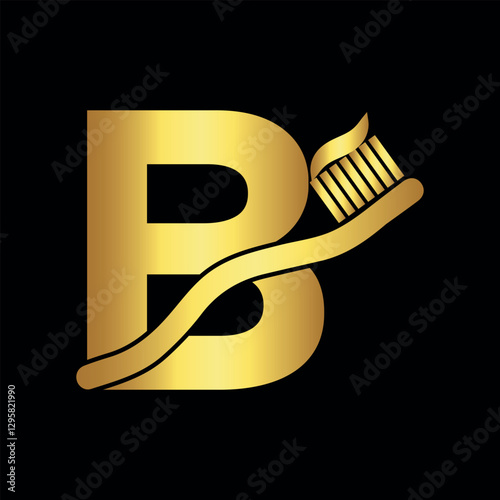 Initial Toothbrush Logo combine with letter B vector template