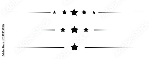 Decorative border lines icons vector, line dividers icons vector with star shape isolated on white background.