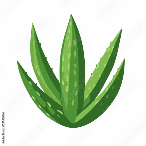 Simple flat 2D icon aloe vera leaf isolated on a blue background, vector, flat design, animation design, vector, flat design, animation design, simple flat 2D icon, minimalist design, clipart, 2d flat