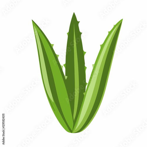 A Simple flat 2D icon aloe vera leaf isolated on a blue background, vector, flat design, animation design, vector, flat design, animation design, simple flat 2D icon, minimalist design, clipart, 2d