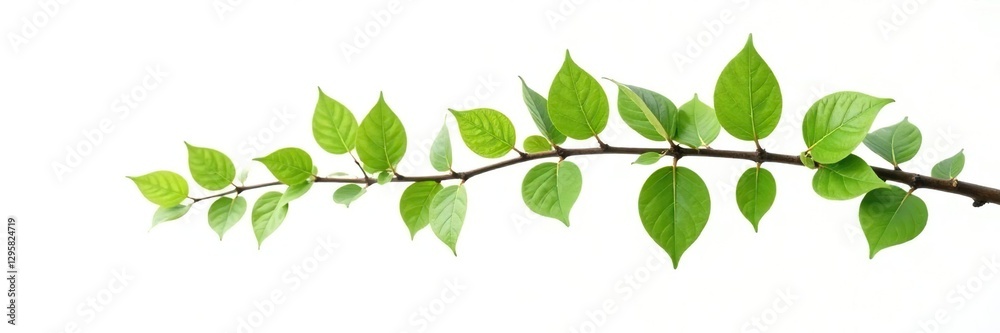 Single tree branch with leaves isolated on white, arborist, forest floor Single tree branch with leaves isolated on white, arborist, forest floor