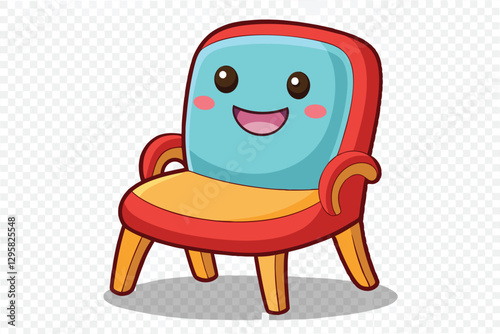Cute and cheerful cartoon chair with a smiling face and vibrant colors suitable for children's rooms or playful design themes