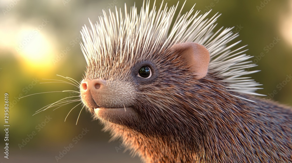 Close Up Porcupine Portrait Soft Lighting Blurred Green Background Close Up Porcupine Portrait Soft Lighting Blurred Green Background