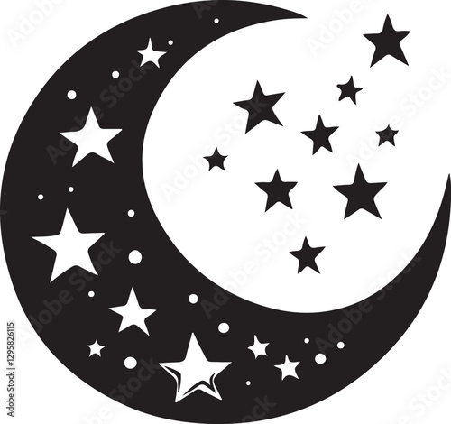 Moon & Stars Crescent Vector Clipart Set