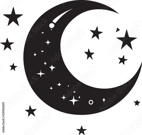 Moon & Stars Crescent Vector Clipart Set
