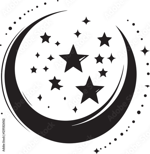 Moon & Stars Crescent Vector Clipart Set
