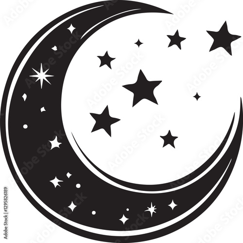 Moon & Stars Crescent Vector Clipart Set
