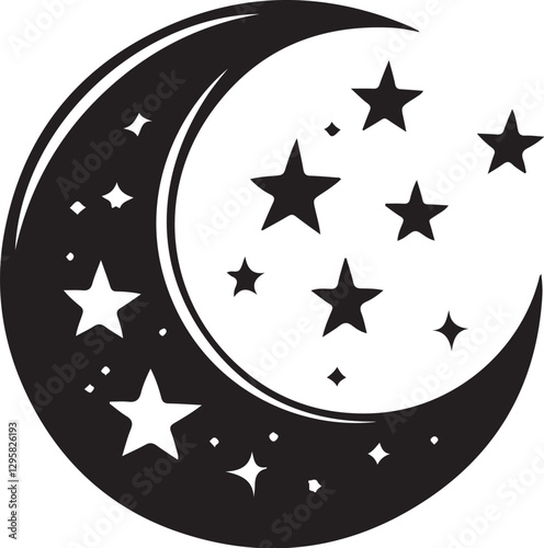 Moon & Stars Crescent Vector Clipart Set