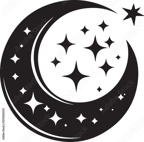 Moon & Stars Crescent Vector Clipart Set