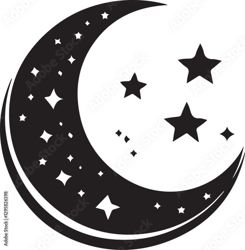 Moon & Stars Crescent Vector Clipart Set