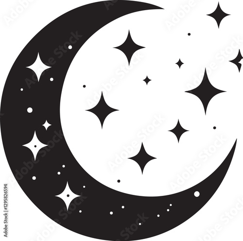 Moon & Stars Crescent Vector Clipart Set