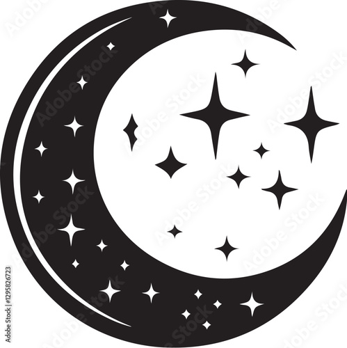 Moon & Stars Crescent Vector Clipart Set