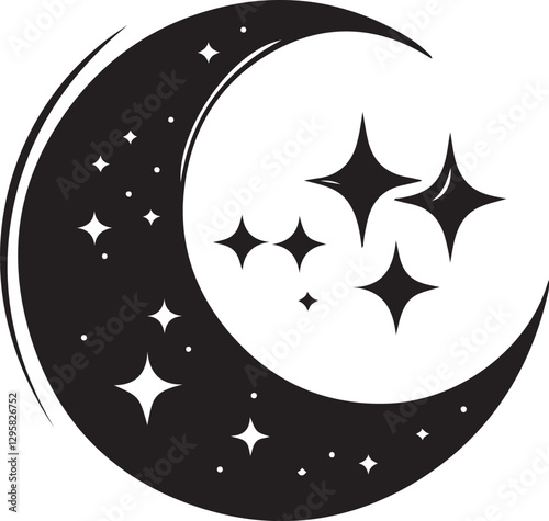 Moon & Stars Crescent Vector Clipart Set
