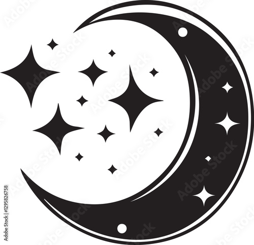 Moon & Stars Crescent Vector Clipart Set