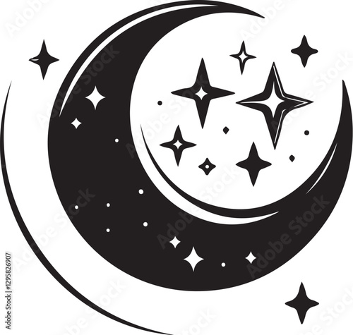 Moon & Stars Crescent Vector Clipart Set