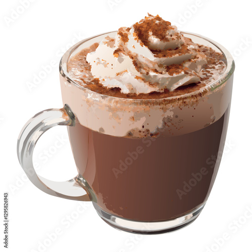Creamy hot chocolate on white background 
