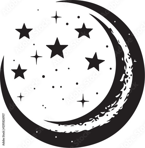 Moon & Stars Crescent Vector Clipart Set