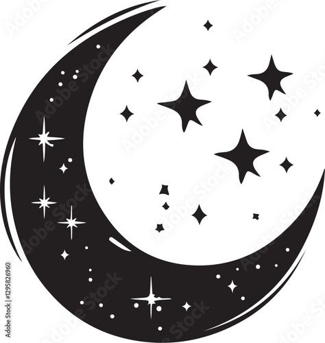 Moon & Stars Crescent Vector Clipart Set