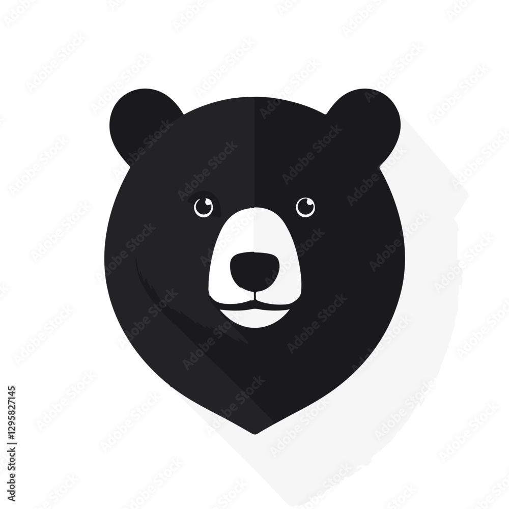 A Simple flat 2D illustration of a cute black bear isolated on a white background, animal icon, ai A Simple flat 2D illustration of a cute black bear isolated on a white background, animal icon, ai