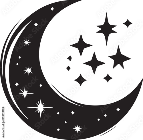 Moon & Stars Crescent Vector Clipart Set