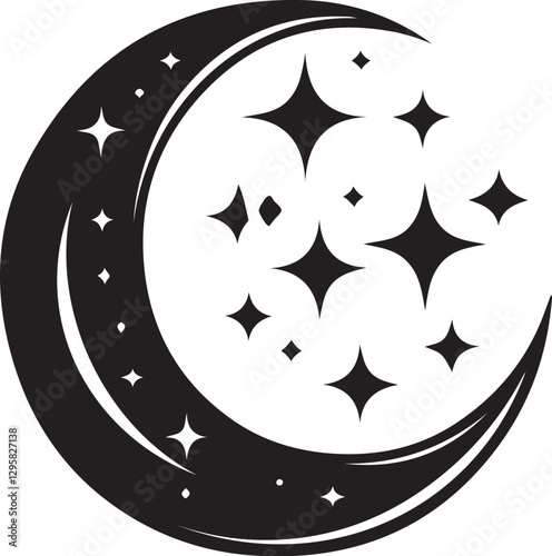 Moon & Stars Crescent Vector Clipart Set