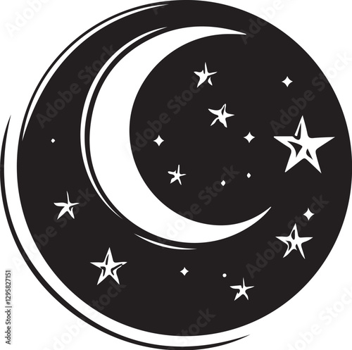 Moon & Stars Crescent Vector Clipart Set