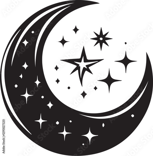 Moon & Stars Crescent Vector Clipart Set