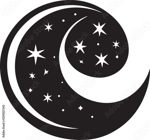 Moon & Stars Crescent Vector Clipart Set