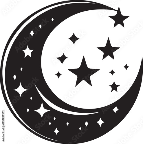 Moon & Stars Crescent Vector Clipart Set