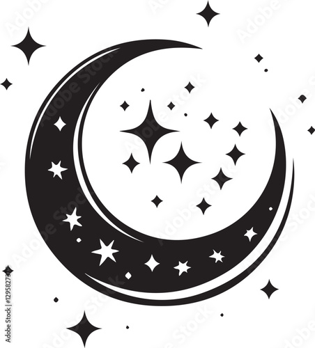Moon & Stars Crescent Vector Clipart Set