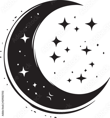Moon & Stars Crescent Vector Clipart Set